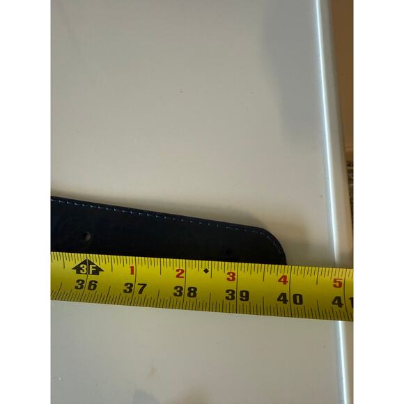 tory burch women classic monogram logo dark blue belt 1.5 Width 46/115 L / XL - Picture 9 of 13